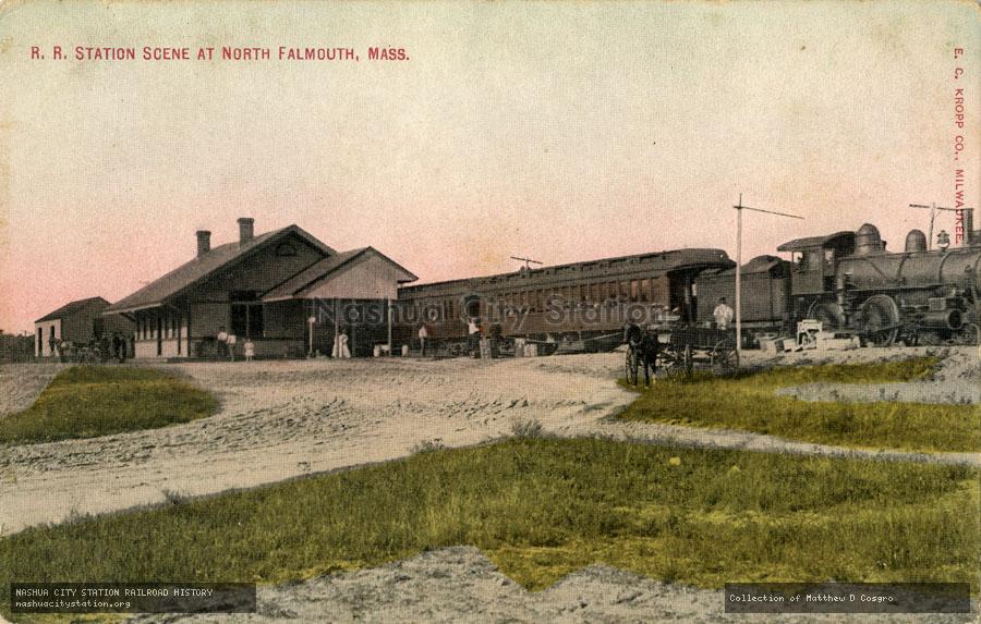 Postcard: Railroad Station scene at North Falmouth, Massachusetts